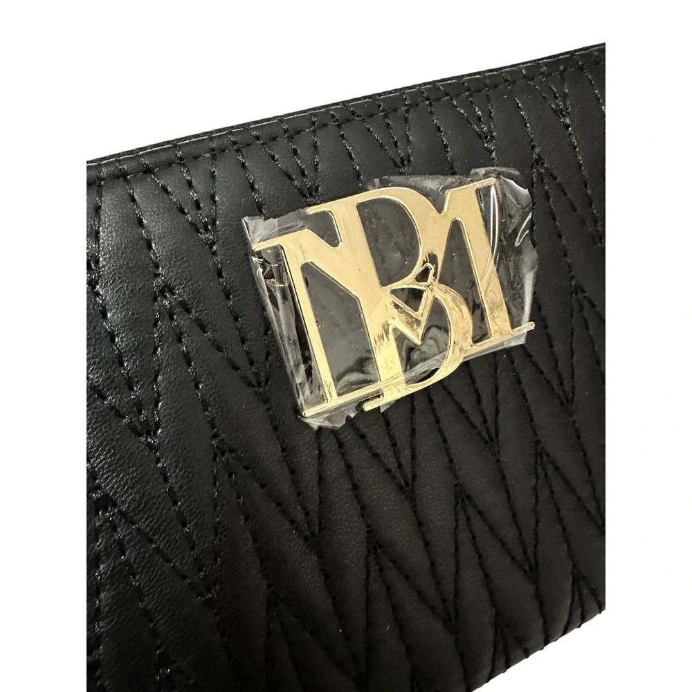 Badgley Mischka Wallet Womens OS Black Quilted Phone Wristlet BM-4178 New